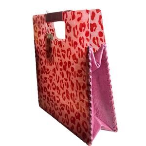 NWT Resin Pink Red Leopard Print Tote Bag Stylish Handbag